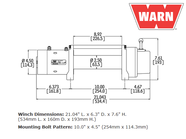 WARN ウインチ プレミアムシリーズ M8 ワイヤーロープ ロープ 長さ30mx8mm 牽引3630kg 電圧12V 26502