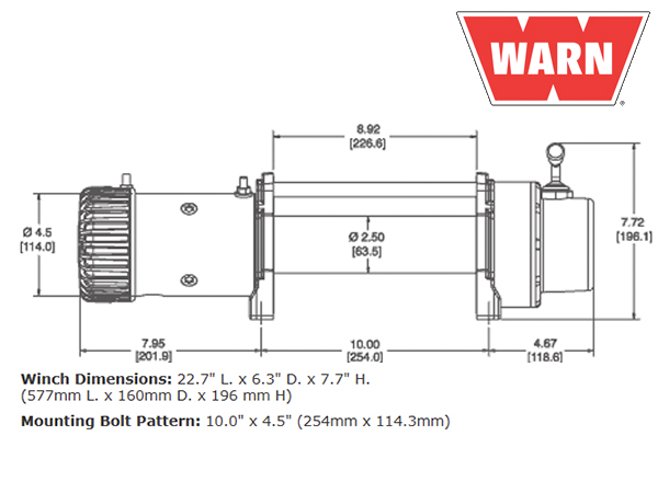 WARN ウインチ アルティメイトパフォーマンスシリーズ 9.5xp ワイヤーロープ ロープ長30mx8mm 牽引4310kg 電圧12V 68500