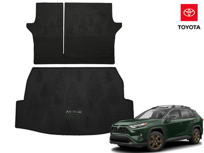 USトヨタ純正 RAV4 50系 Woodland Edition ロゴ入りカーゴマット リアカーゴプロテクター(後部座席背面カバー付)