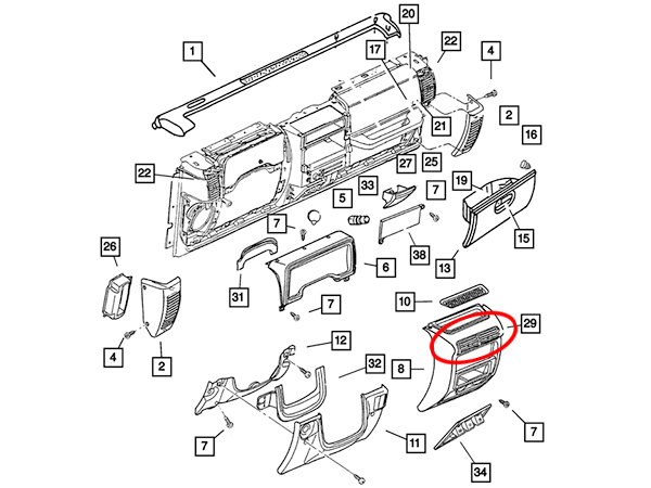 MOPAR純正 エアコン吹き出し口 5FS10LAZAB 02-07y チェロキー/TJラングラー