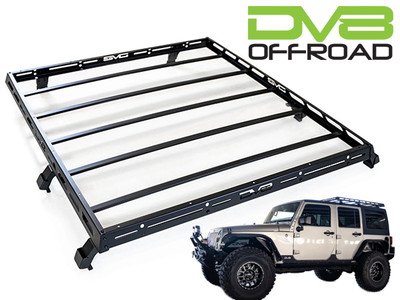 DV8 OFFROAD ルーフラック(ハーフサイズ/マイクロテクスチャーパウダーコート/ロゴ入) RRJK-04 07-18y JKラングラー4ドア