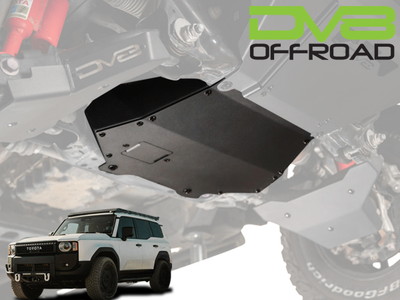 DV8 OFFROAD リアスキッドプレート(マイクロテクスチャブラックパウダーコート/ロゴ入) 24y- ランドクルーザー250、タコマ